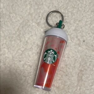 Starbucks Red and White Mini Tumbler Keychain